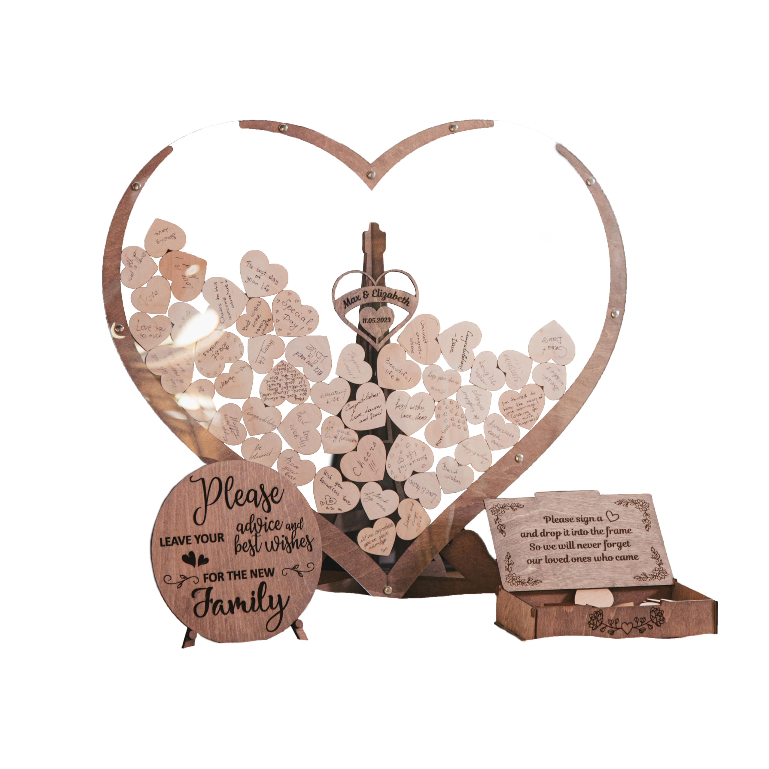 Amazon.com: Rustic Personalized Wedding Guest Book: Heart Drop